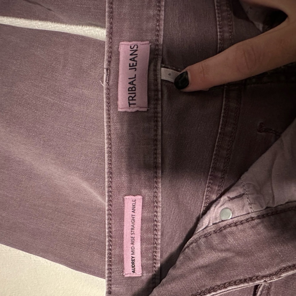 Tribal Jeans Mauve Straight Ankle Jeans